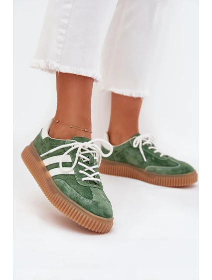 Dámské Velurové Tenisky Na Platformě Zelené model 21703435 - Boto Dámské Velurové Tenisky Na Platformě Zelené model 21703435 - Boto