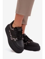 Dámské tenisky na platformě Big Star model 21706532 leopardí černé - Big Star Shoes