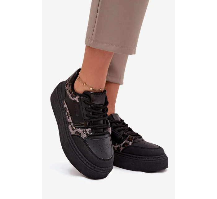 Dámské tenisky na platformě Big Star model 21706532 leopardí černé - Big Star Shoes
