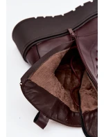 Kožené dámské kotníkové boty s ozdobou vyhřívané bordó Ulrika Kožené dámské kotníkové boty s ozdobou vyhřívané bordó Ulrika