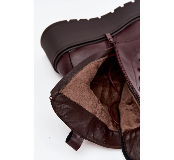 Kožené dámské kotníkové boty s ozdobou vyhřívané bordó Ulrika Kožené dámské kotníkové boty s ozdobou vyhřívané bordó Ulrika