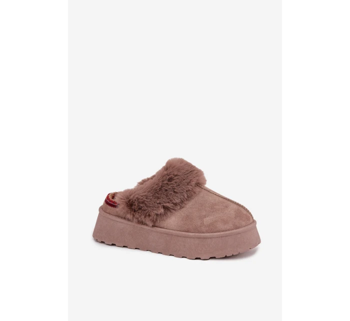 Dámské sněhule na platformě s kožešinou a výšivkou tmavě béžové Querina Dámské sněhule na platformě s kožešinou a výšivkou tmavě béžové Querina