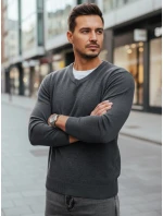 Pánský světle šedý svetr s výstřihem Dstreet model 21993992 - FashionStreet Pánský světle šedý svetr s výstřihem Dstreet model 21993992 - FashionStreet