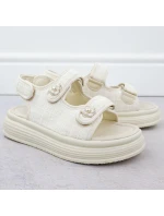 Dámské sandály na platformě krémové Potocki PY16337