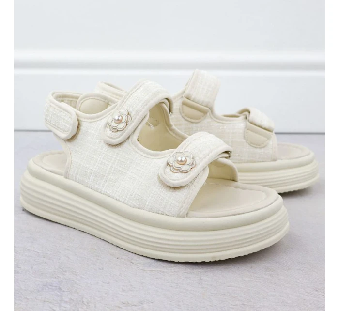 Dámské sandály na platformě krémové Potocki PY16337