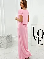 Viskózové šaty s kapsami světle růžová