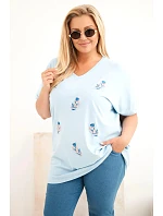 Dámská bavlněná halenka Plus Size s model 22185749 modrá - K-Fashion Dámská bavlněná halenka Plus Size s model 22185749 modrá - K-Fashion