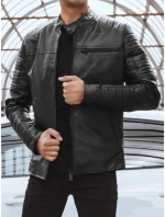 Pánská kožená bunda černá FashionStreet TX4229 Pánská kožená bunda černá FashionStreet TX4229