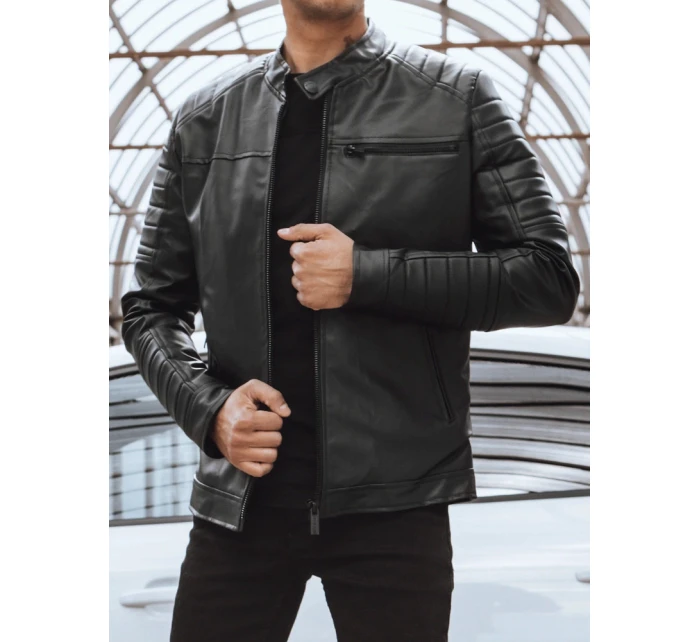 Pánská kožená bunda černá FashionStreet TX4229 Pánská kožená bunda černá FashionStreet TX4229