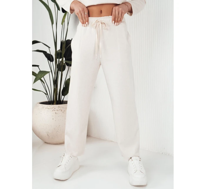 Dámské kalhoty se širokými nohavicemi ecru model 21972902 - Dstreet