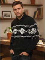 Pánský černý svetr FashionStreet WX2268 Pánský černý svetr FashionStreet WX2268