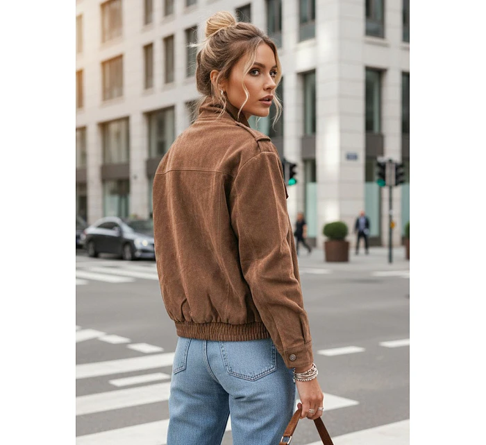 Dámská semišová bunda bomber světle hnědá FashionStreet TY5644