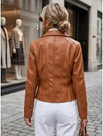Dámská bunda ve stylu Ramones z ekologické kůže, hnědá, FashionStreet TY5731 Dámská bunda ve stylu Ramones z ekologické kůže, hnědá, FashionStreet TY5731