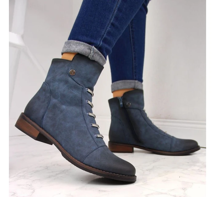 Dámské boty s ozdobami zateplené modré Jezzi Dámské boty s ozdobami zateplené modré Jezzi