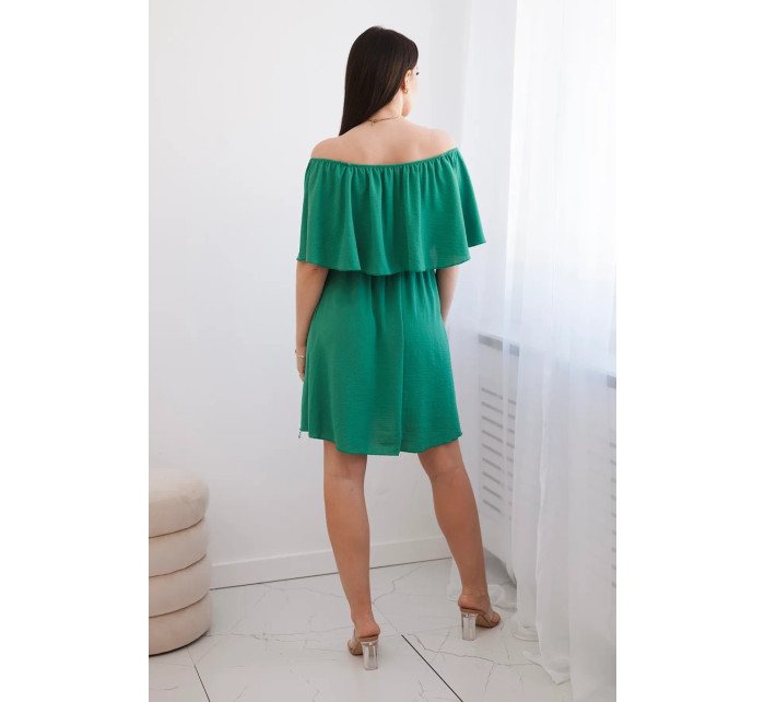 Španělské šaty s pasem zelený