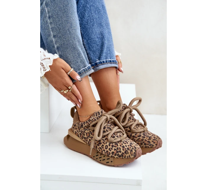 Dámské Zamszové Tenisky Na Platformě S Tlustým Šněrováním Panthera Artiker 55C0135 Hnědé