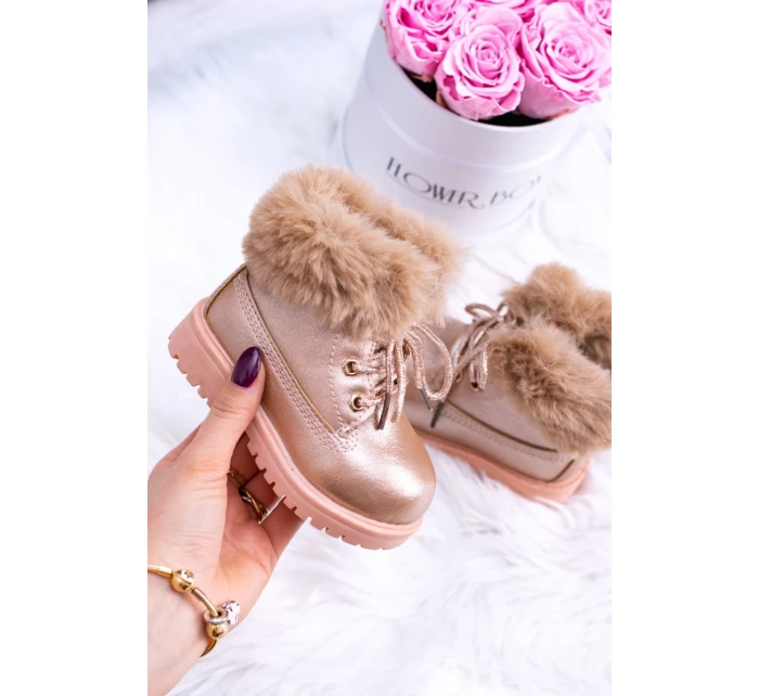 růžové zlaté dětské boty Trapery model 21506785 - Boto