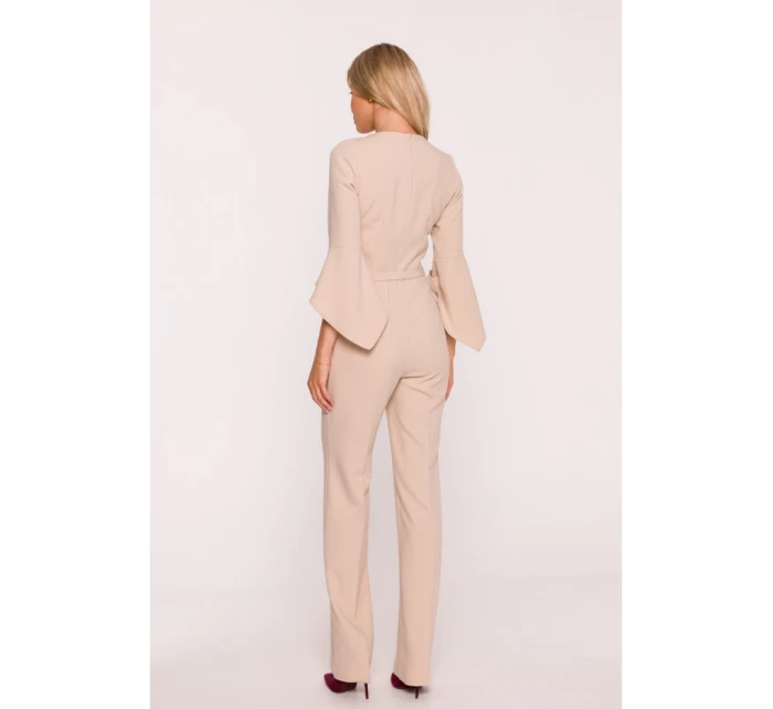 Kombinéza s rukávy béžová model 21319111 - STYLOVE Kombinéza s rukávy béžová model 21319111 - STYLOVE