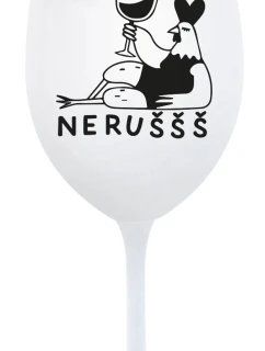 NERUŠŠŠ - bílá sklenice na víno 350 ml