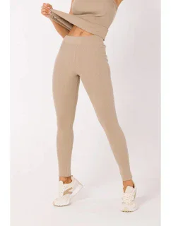 Žebrované pletené legíny M734  béžové - Moe