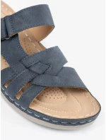 Komfortní  nazouváky dámské modré na plochém podpatku