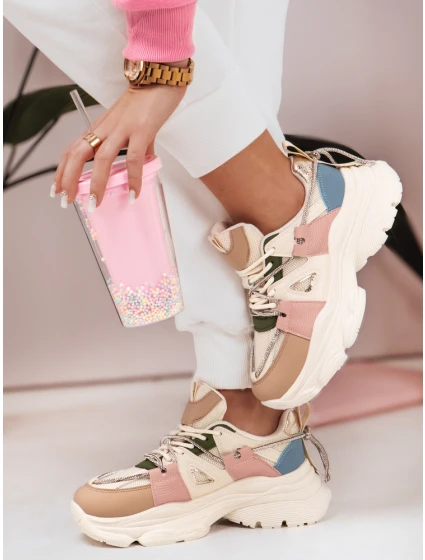 Dámské tenisky na silnější podrážce NEWMOVE beige FashionStreet ZY0590