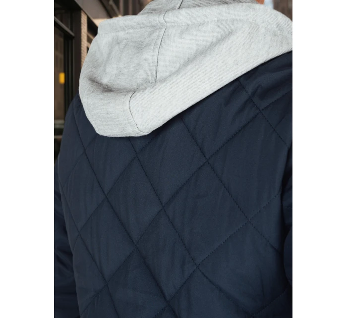 Pánská přechodná prošívaná bunda s kapucí modrá FashionStreet TX5012