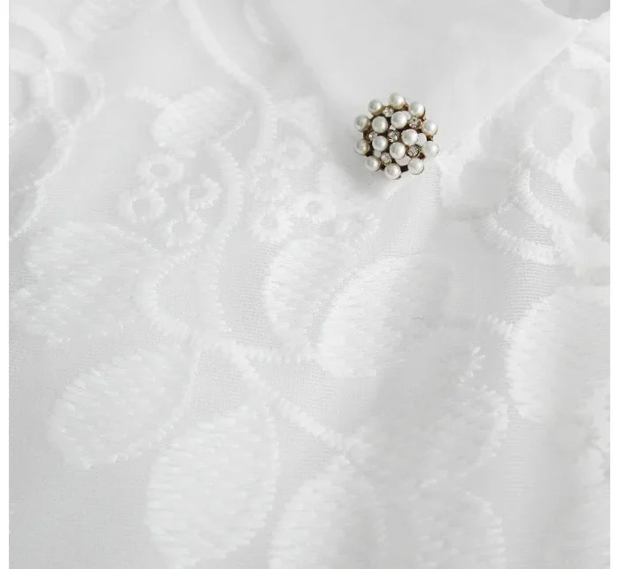 Elegantní halenka v barvě ecru s límečkem model 15496848 - LJR