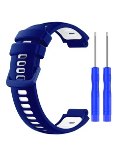 Silikonový řemínek pro Garmin G02 - tmavě modrý a bílý