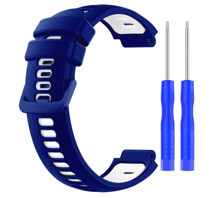 Silikonový řemínek pro Garmin G02 - tmavě modrý a bílý Silikonový řemínek pro Garmin G02 - tmavě modrý a bílý