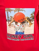 Šaty s potiskem Honey girl červené