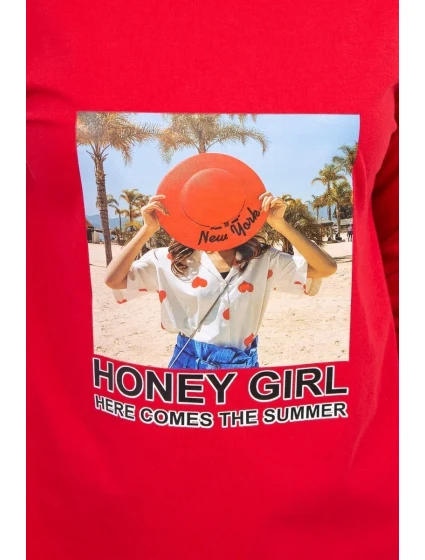 Šaty s potiskem Honey girl červené Šaty s potiskem Honey girl červené