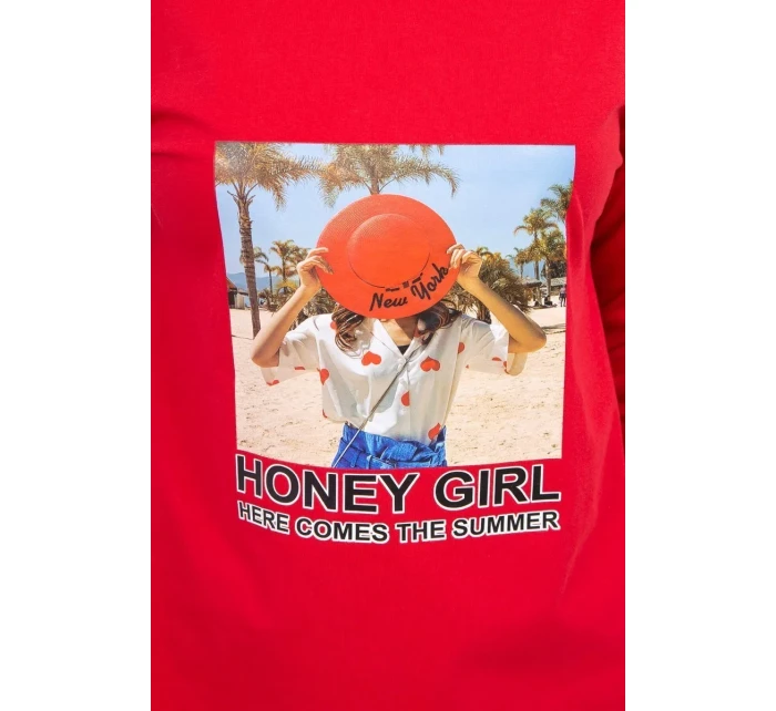 Šaty s potiskem Honey girl červené Šaty s potiskem Honey girl červené