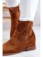 Semišové dámské boty na klínu Camel model 21576818 - S.Barski