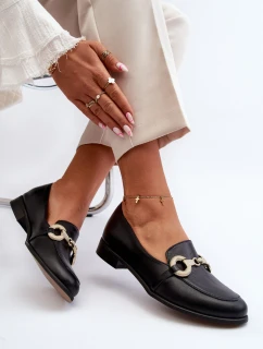 model 21646261 Dámské Mokasíny Kožené S Ozdobou Černé - Zazoo