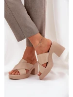 Lehké Pantofle Na Podpatku Z Eko Kůže Světle Béžové model 21684550 - Boto