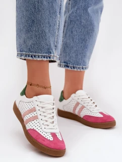 Kožené perforované dámské tenisky Zazoo N1318 Bílomodré