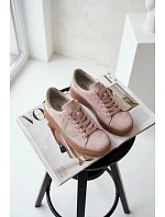 Dámské tenisky z přírodního semiše na platformě model 22069636 růžové - VINCEZA