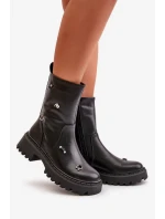 Dámské Kotníkové Boty z Eko Kůže na Zip s Ozdobnými Detaily Černé Reritha Dámské Kotníkové Boty z Eko Kůže na Zip s Ozdobnými Detaily Černé Reritha