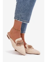 Dámské pantofle s ozdobou – béžové Katrine Dámské pantofle s ozdobou – béžové Katrine
