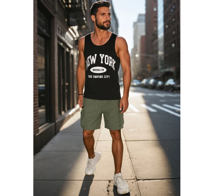 Pánské látkové bojové šortky zelené FashionStreet SX2510