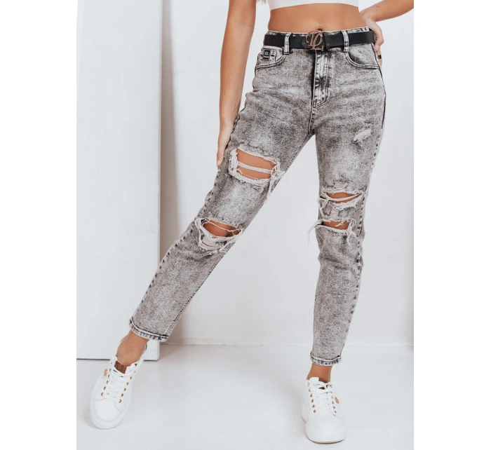 Dámské push up džíny s dírami šedé FashionStreet UY2780