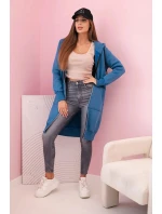 Dámská zateplená mikina s kapucí a zipem džínovina