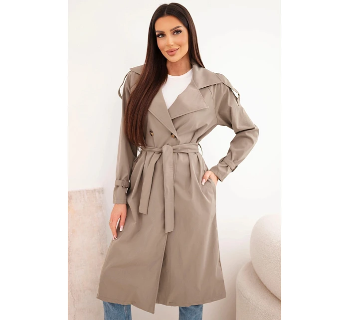 Dámský kabát vázaný v pase s límcem fango