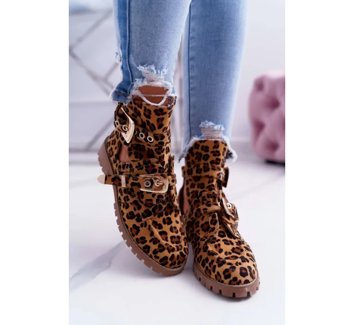 Dámské Kotníkové Boty Lu Boo Semišové s vykrojením Leopard Rock Girl