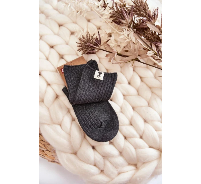 Dámské žebrované ponožky bez tlaku Tmavě šedá Dámské žebrované ponožky bez tlaku Tmavě šedá