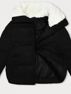 Černá dámská manšestrová bunda s vysokým stojáčkem J Style (5M3230-392)
