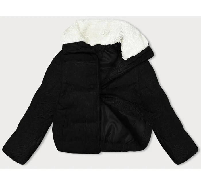 Černá dámská manšestrová bunda s vysokým stojáčkem J Style (5M3230-392)