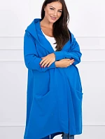 Chrpově modrá bunda s kapucí nadměrné velikosti