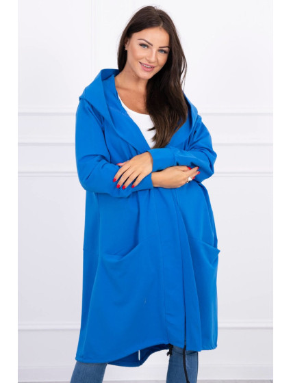 Chrpově modrá bunda s kapucí nadměrné velikosti